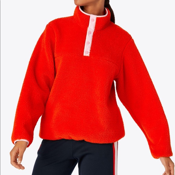 Tory Burch Sport Sherpa Fleece Snap 